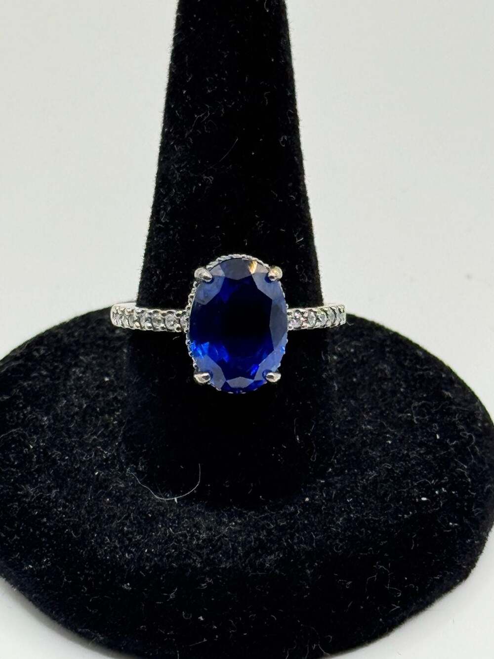 Pandora Sparkling Statement Halo Blue Sapphire & CZ Sterling Silver Ring